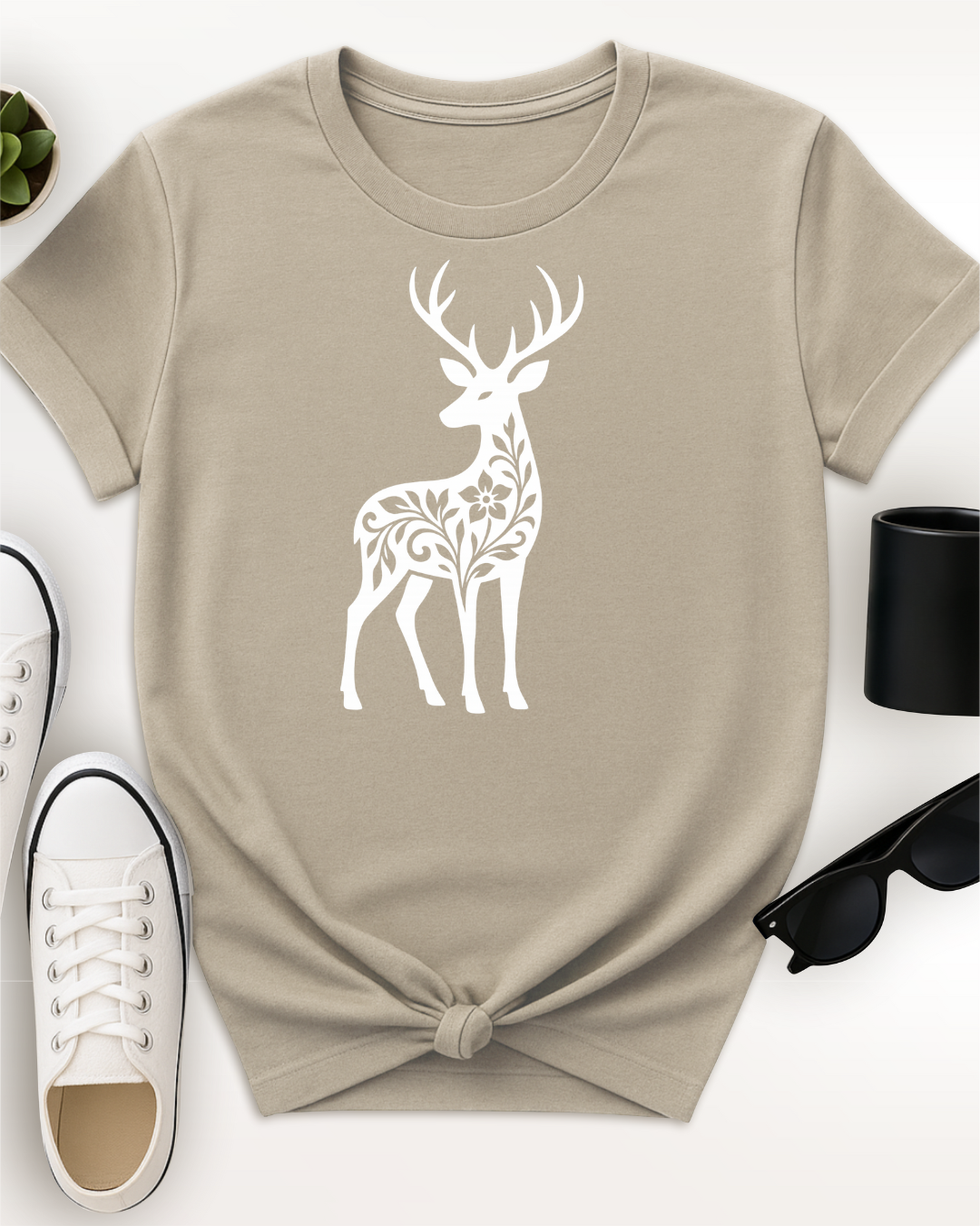 Silhouette Floral Deer