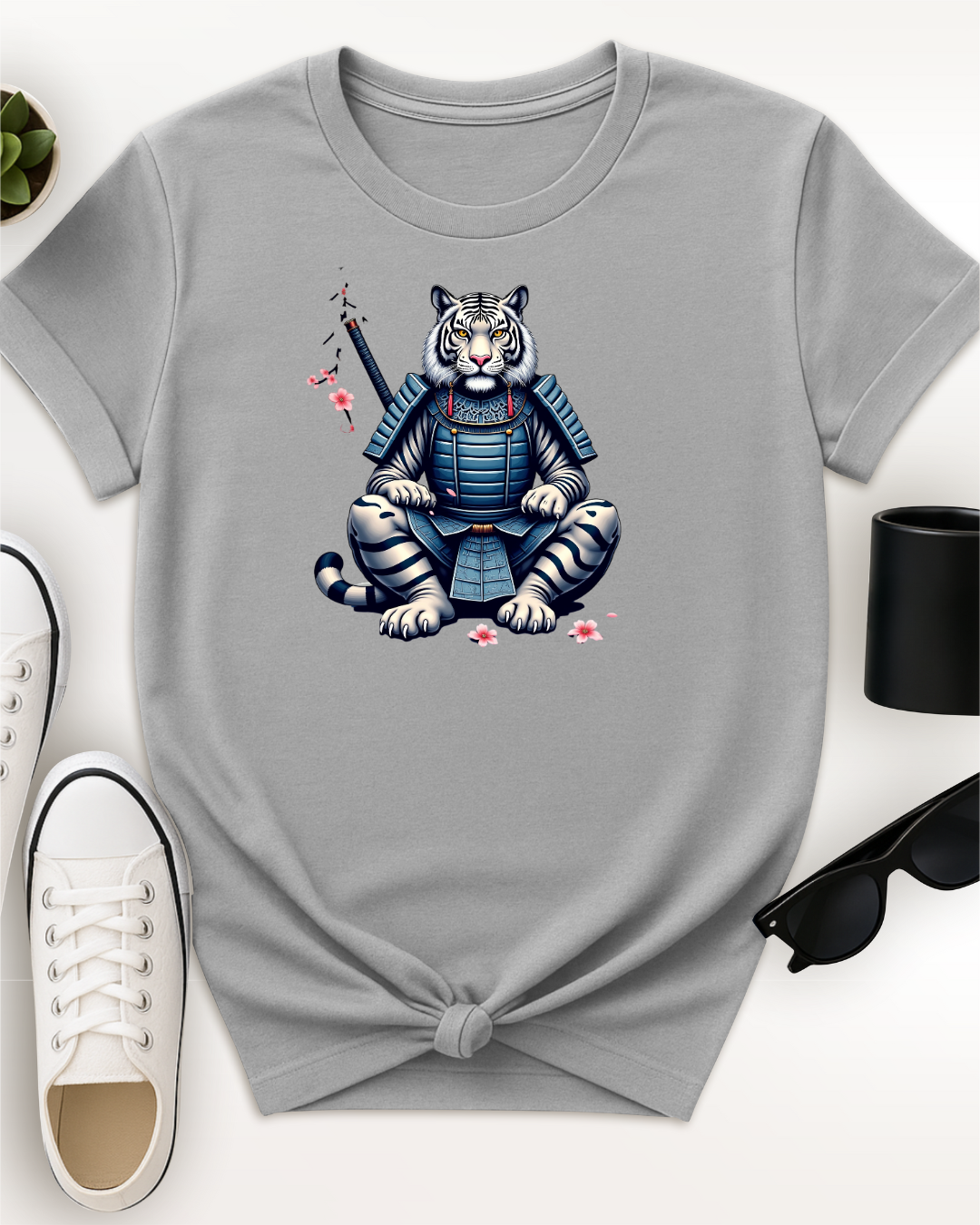 Samurai White Tiger Unisex T-Shirt
