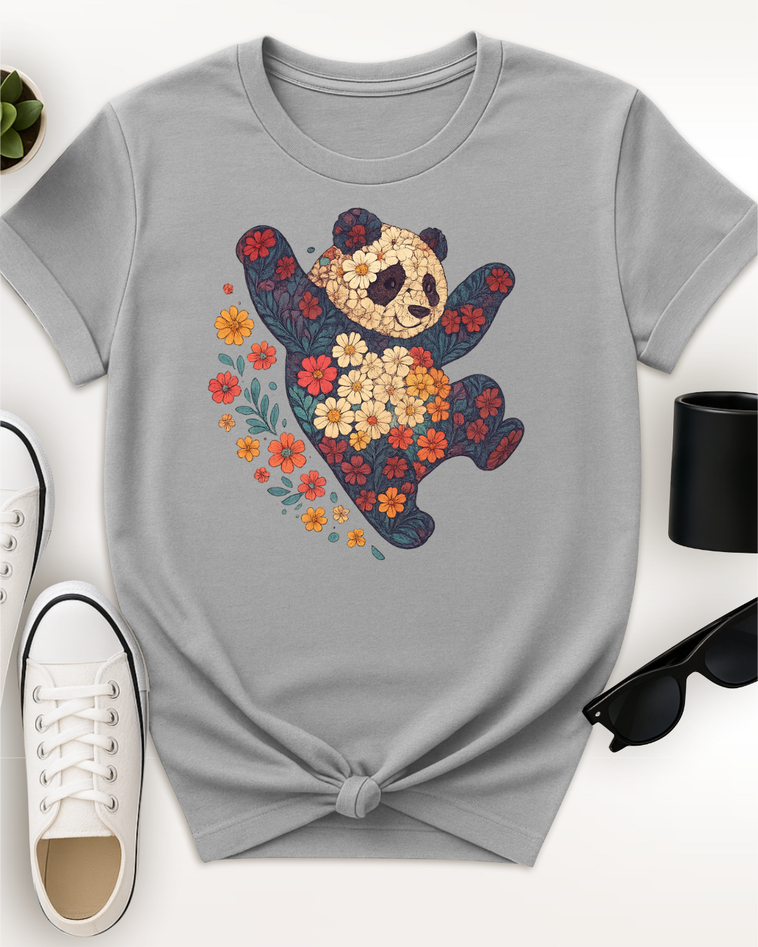 Leaping Floral Panda