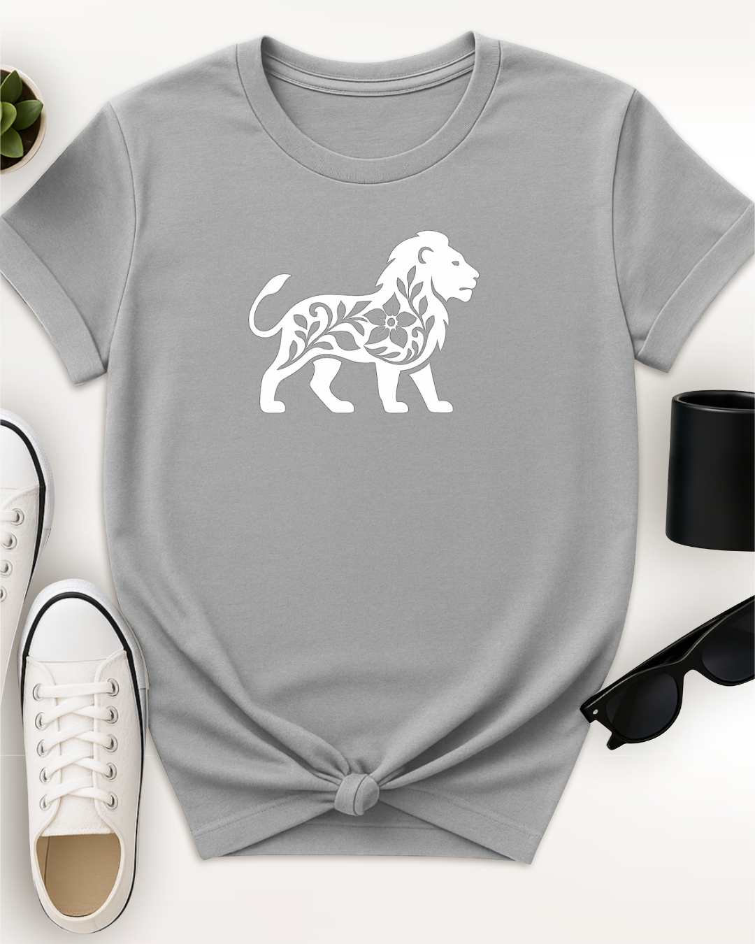 Silhouette Floral Lion