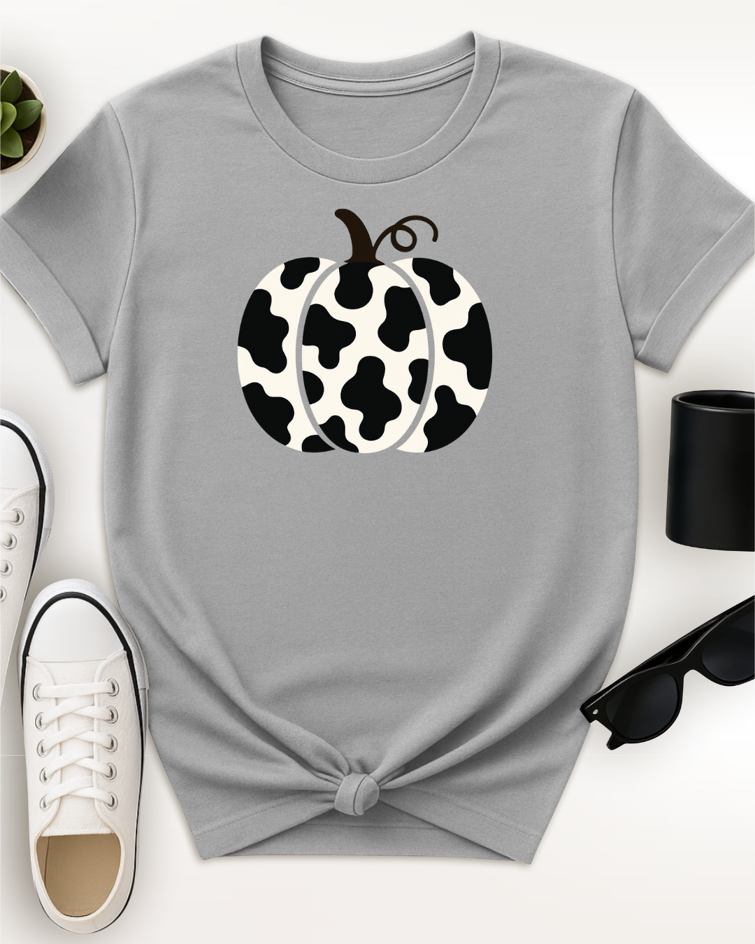 Cow Print Pumpkin Tee