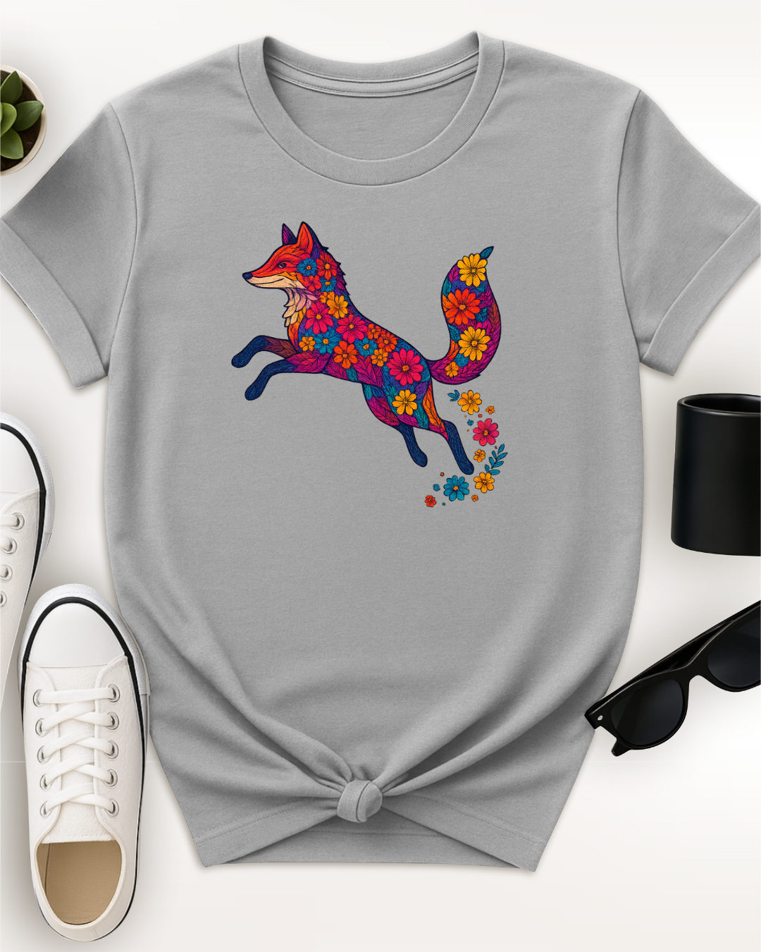 Leaping Floral Fox