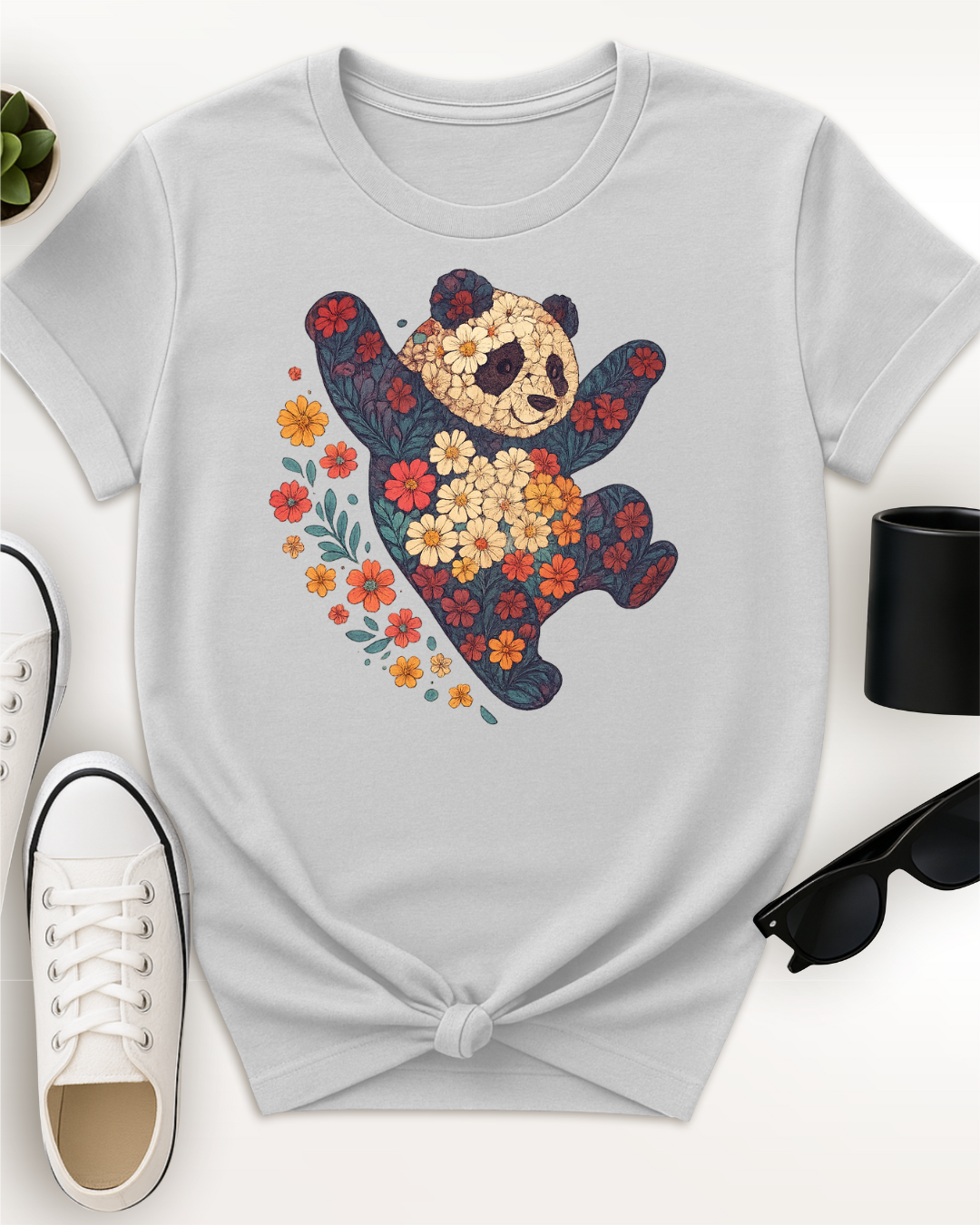 Leaping Floral Panda