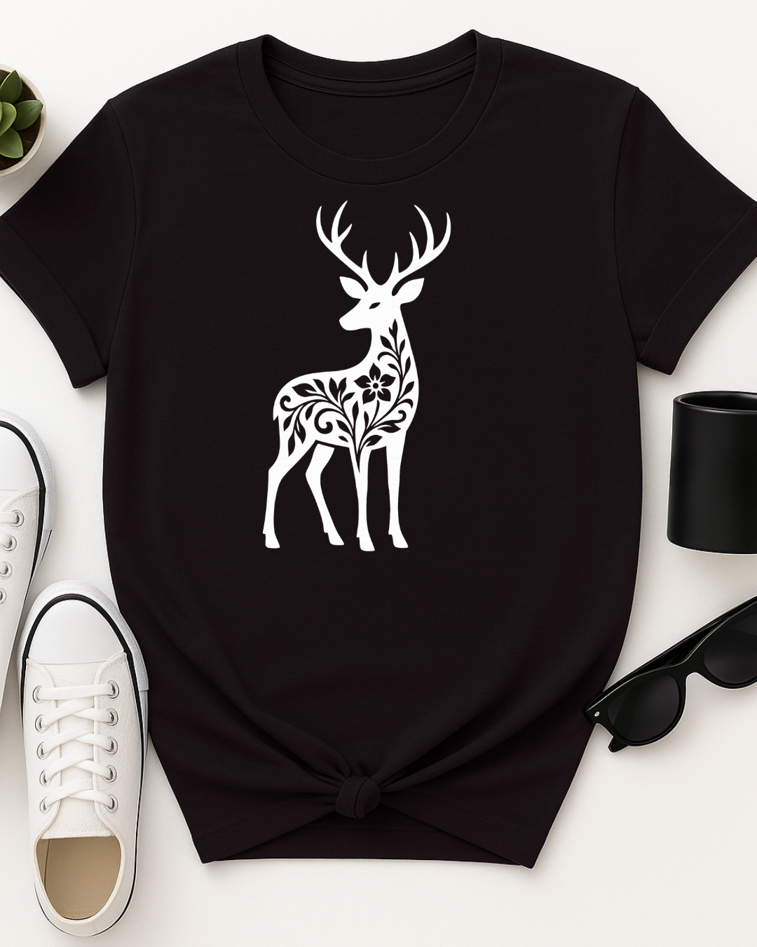 Silhouette Floral Deer