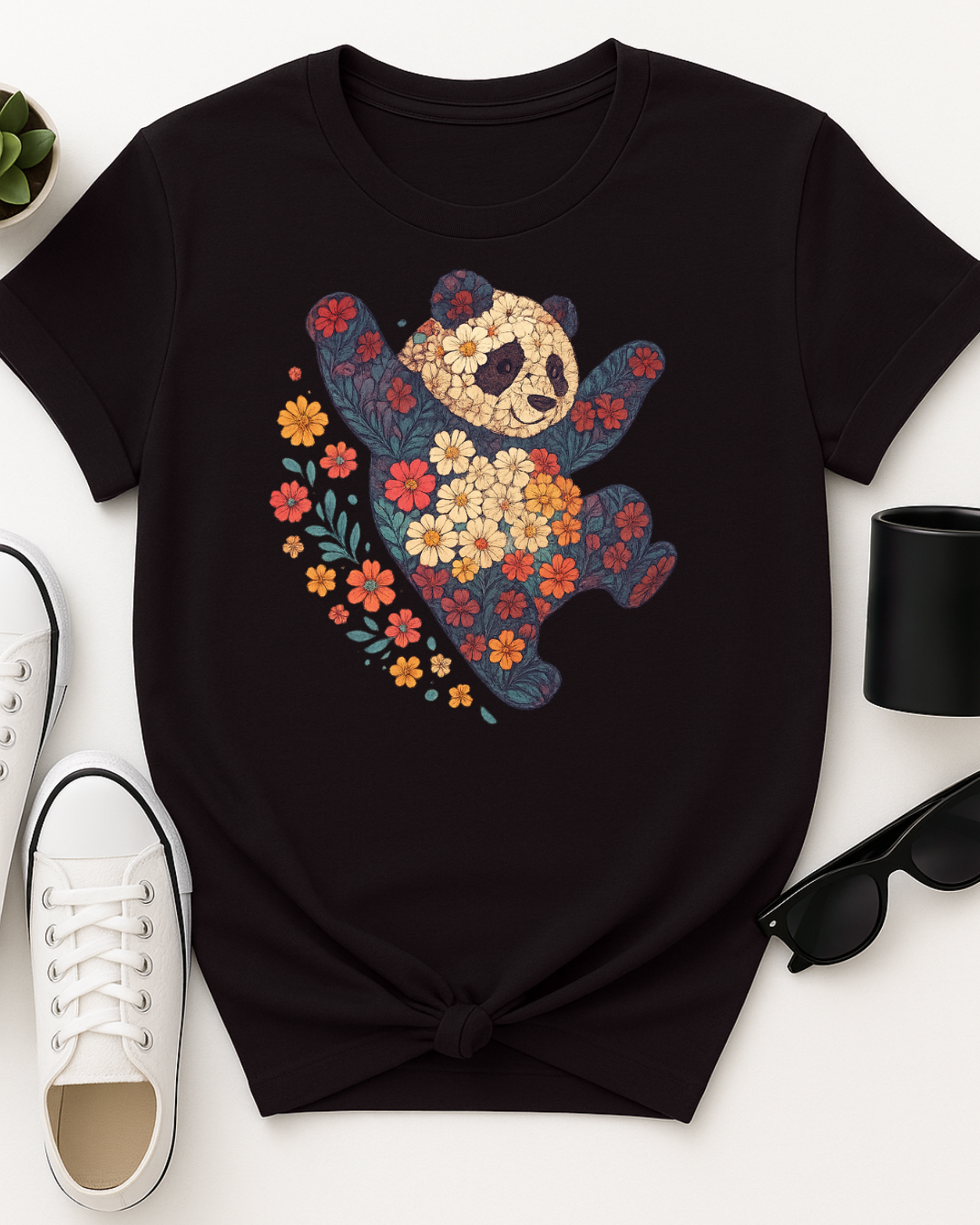 Leaping Floral Panda