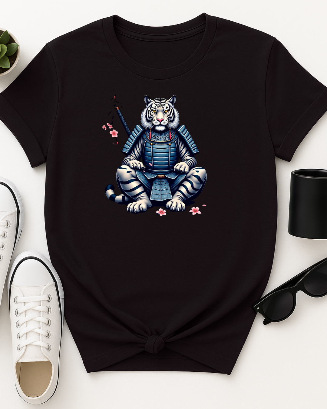 Samurai White Tiger Unisex T-Shirt