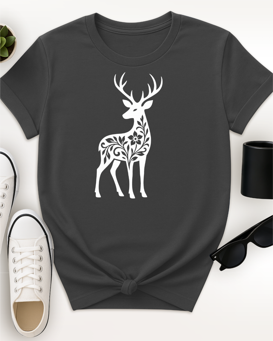 Silhouette Floral Deer