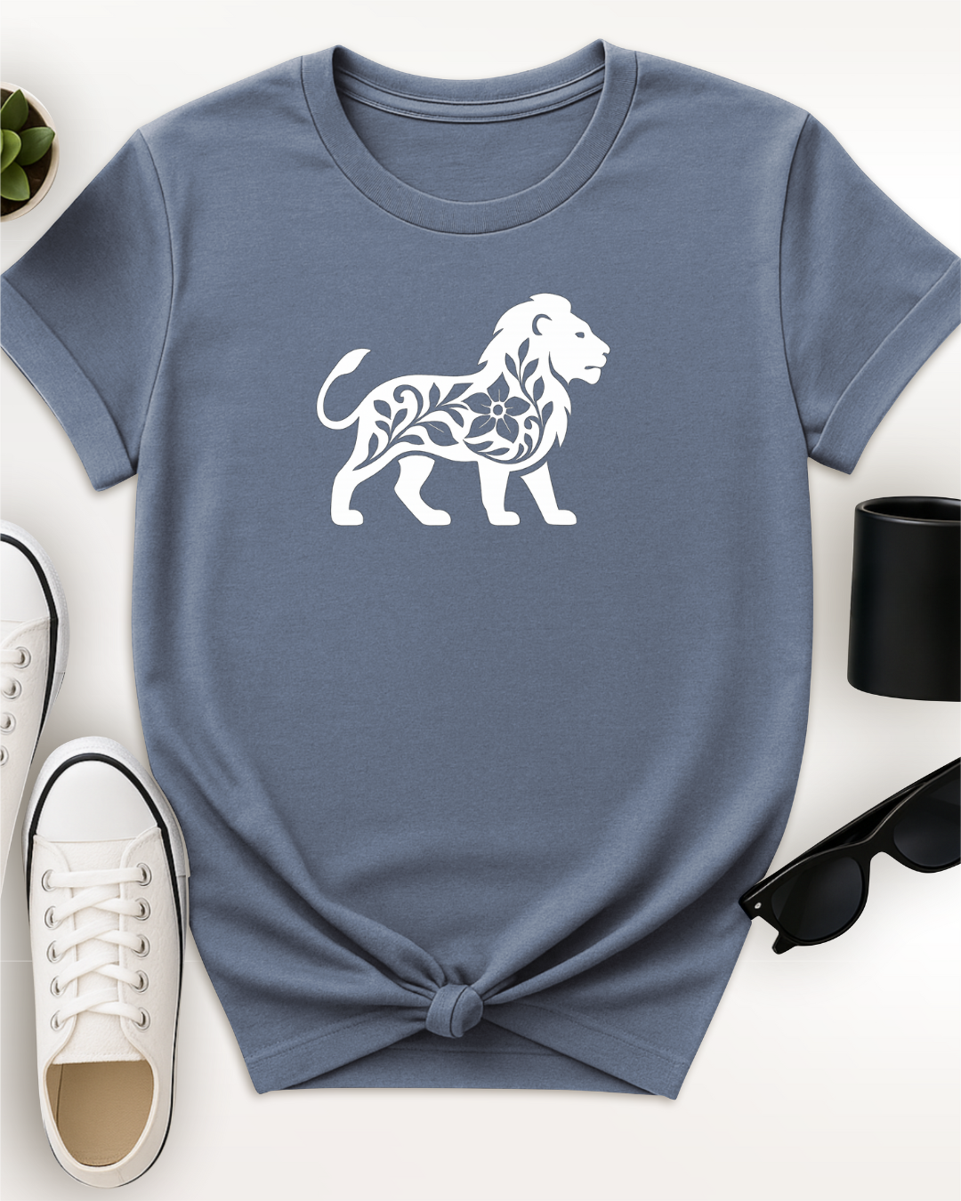 Silhouette Floral Lion