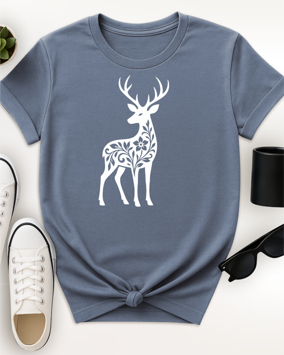 Silhouette Floral Deer