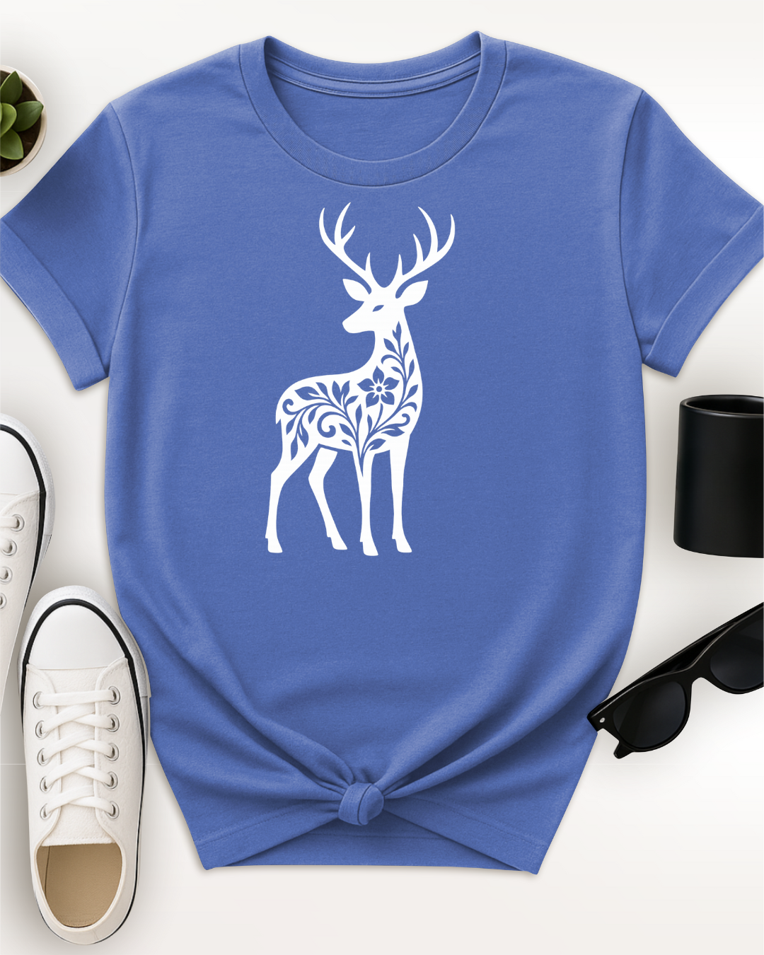 Silhouette Floral Deer