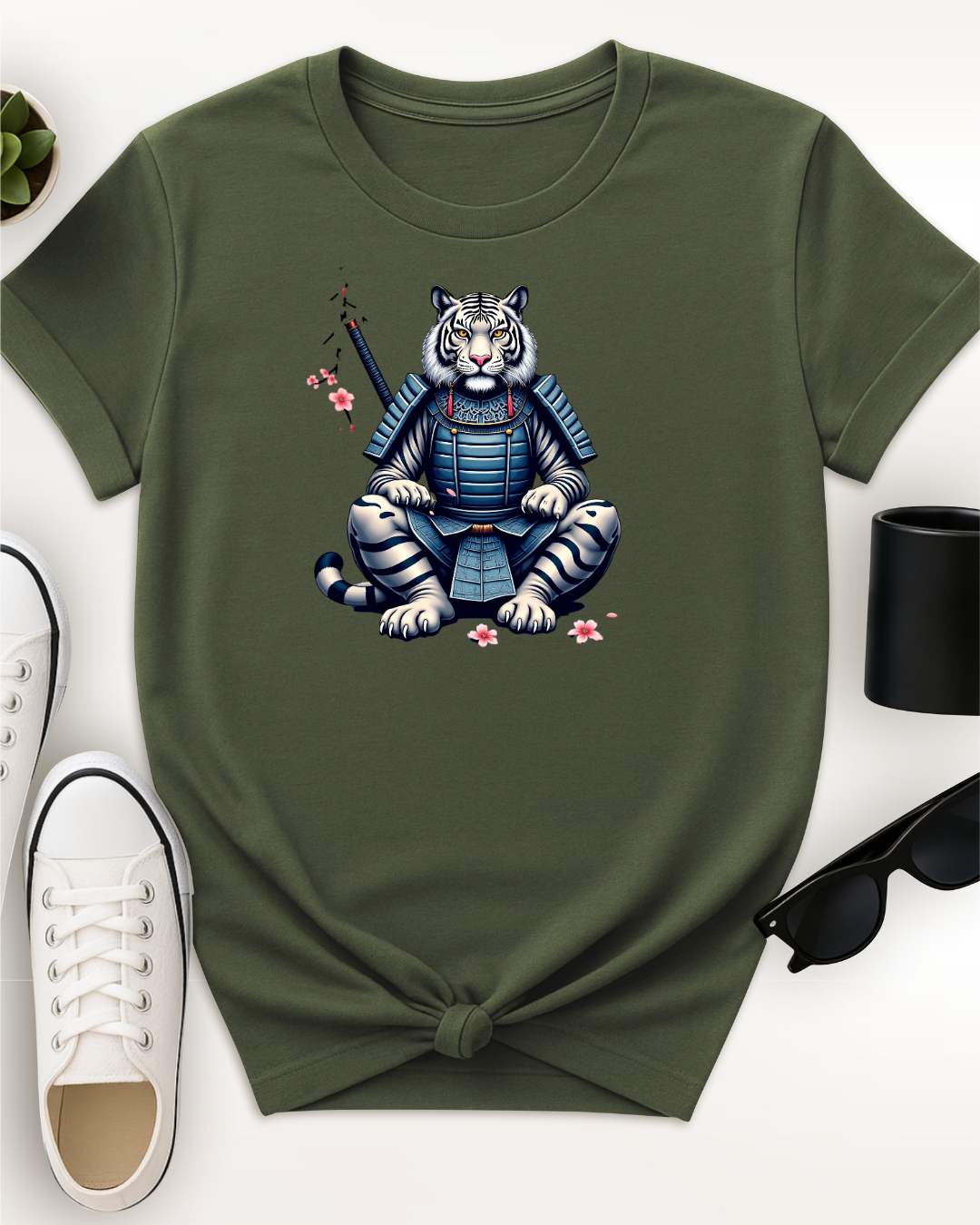 Samurai White Tiger Unisex T-Shirt