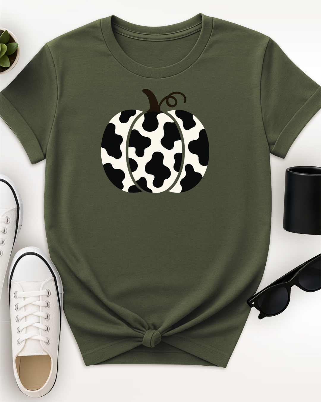 Cow Print Pumpkin Tee