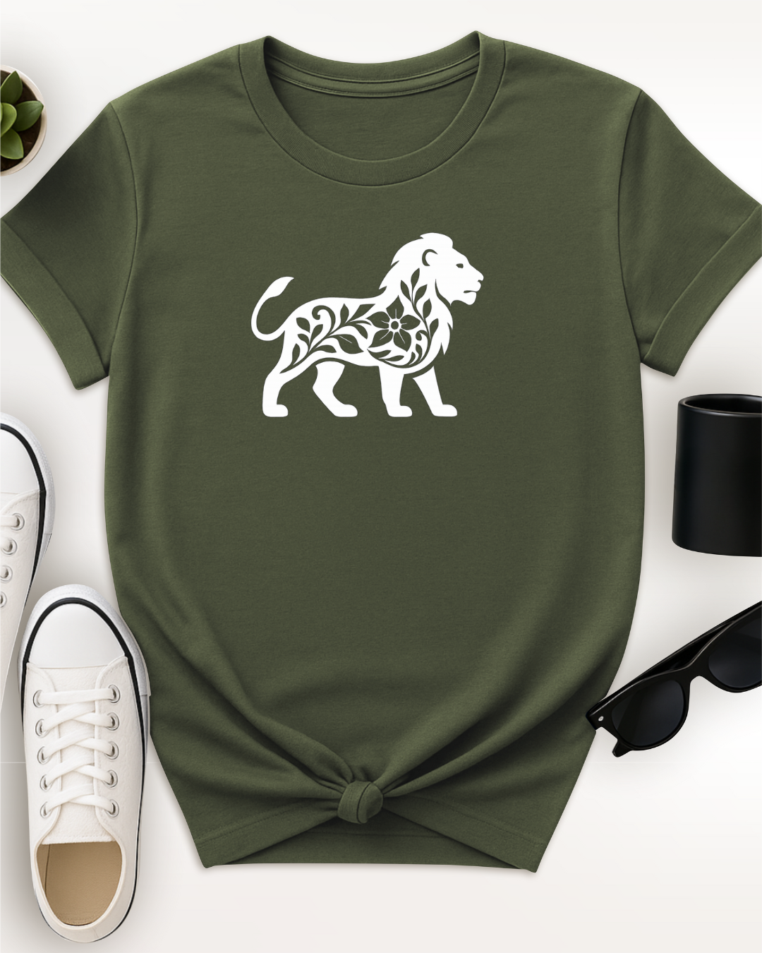 Silhouette Floral Lion