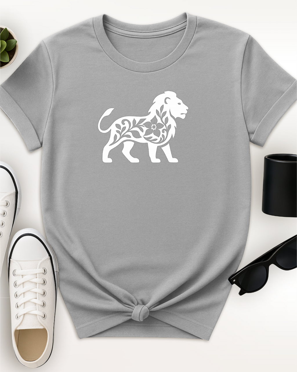 Silhouette Floral Lion
