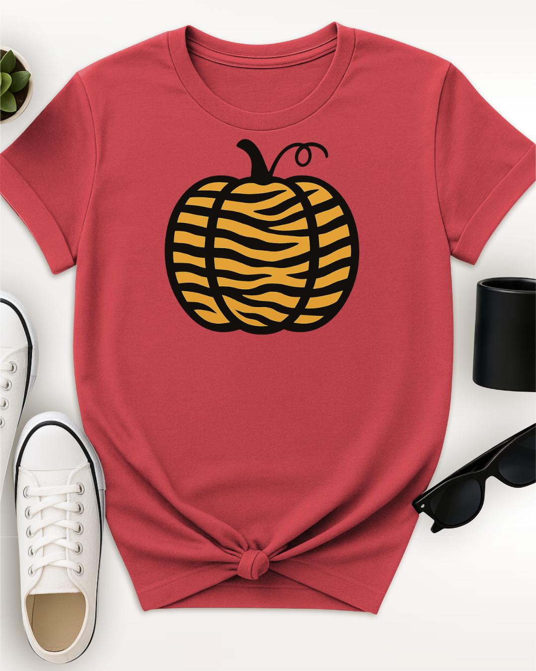 Tiger Print Pumpkin Tee