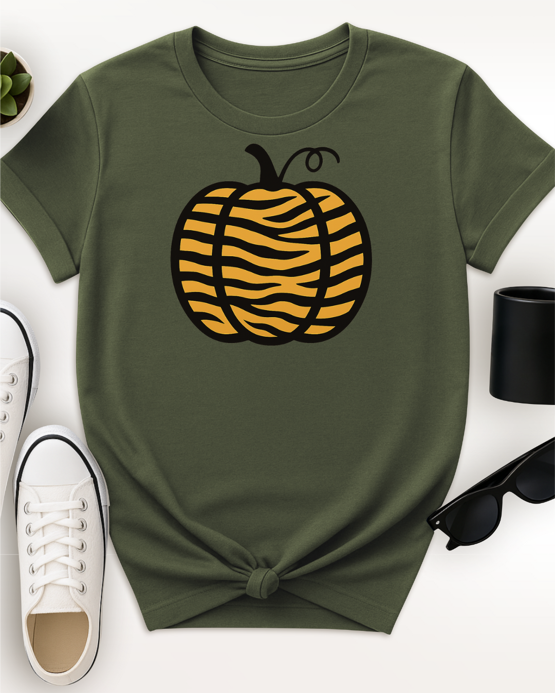 Tiger Print Pumpkin Tee