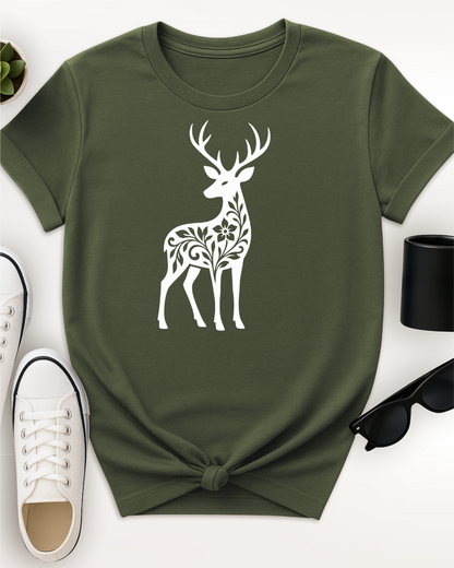 Silhouette Floral Deer