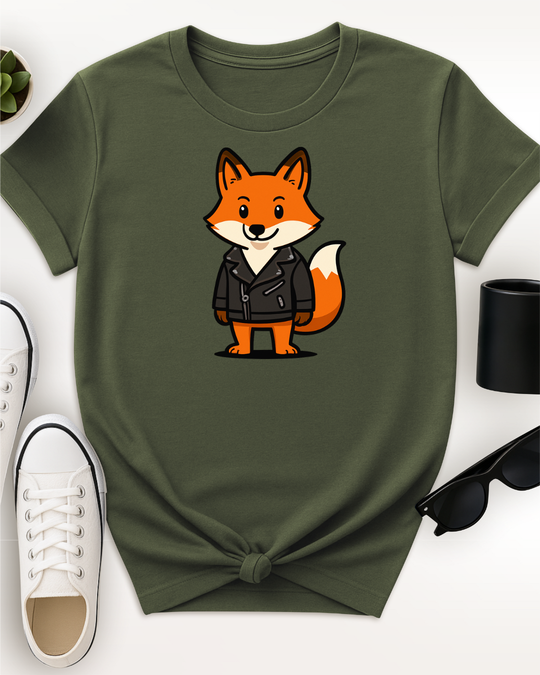 Cool Fox Leather Jacket Tee